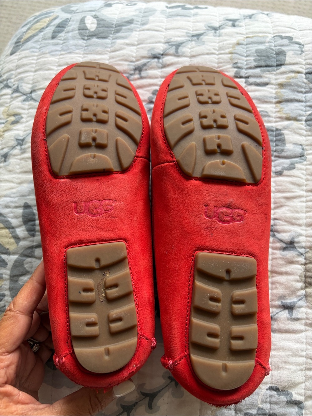 UGG Red Suede Slip-On Moccasins - Picture 2 of 5